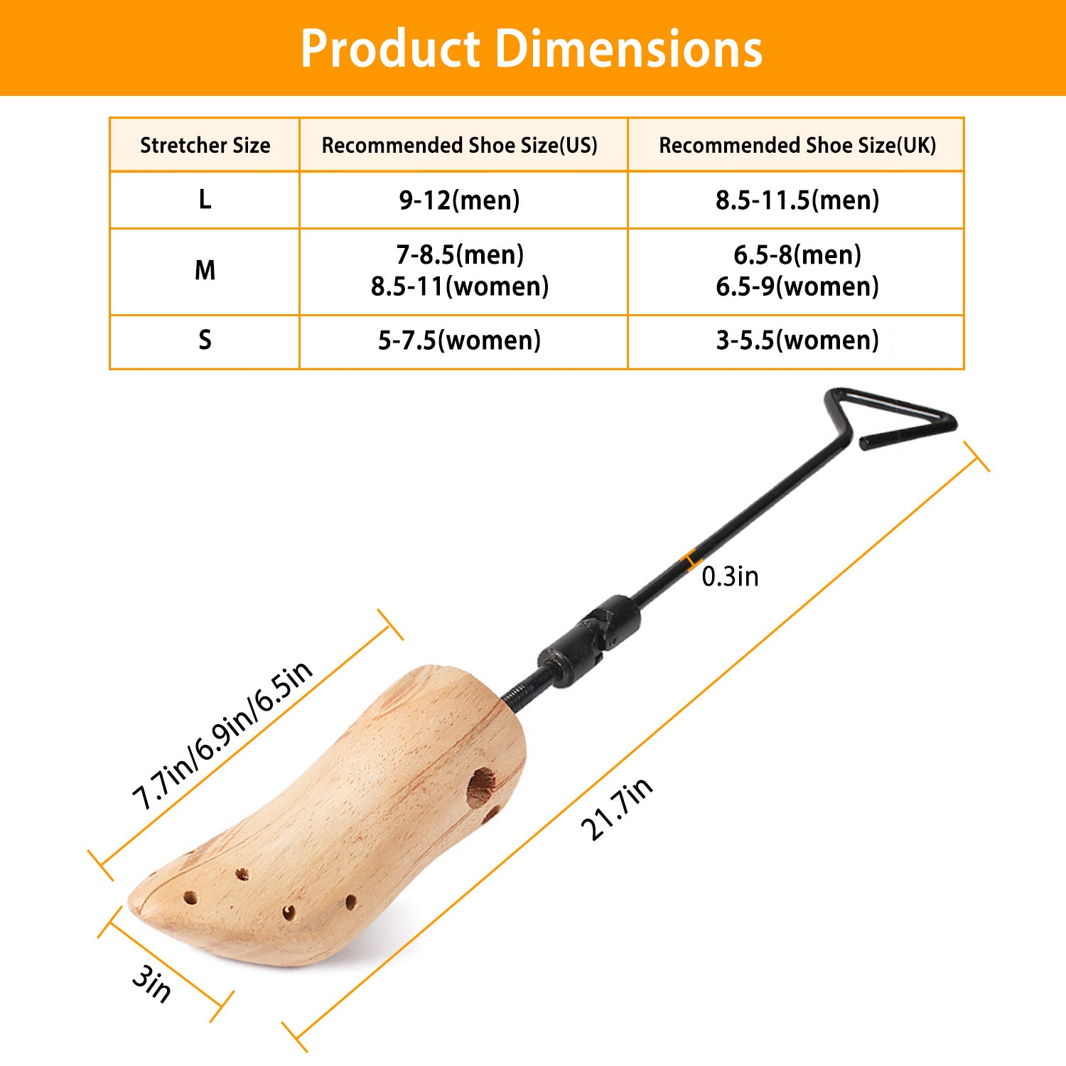 iMounTEK Adjustable Shoes Stretcher Women Men Professional Shoe Shaper Boot Widener Expander Wooden Boot Stretcher(L)