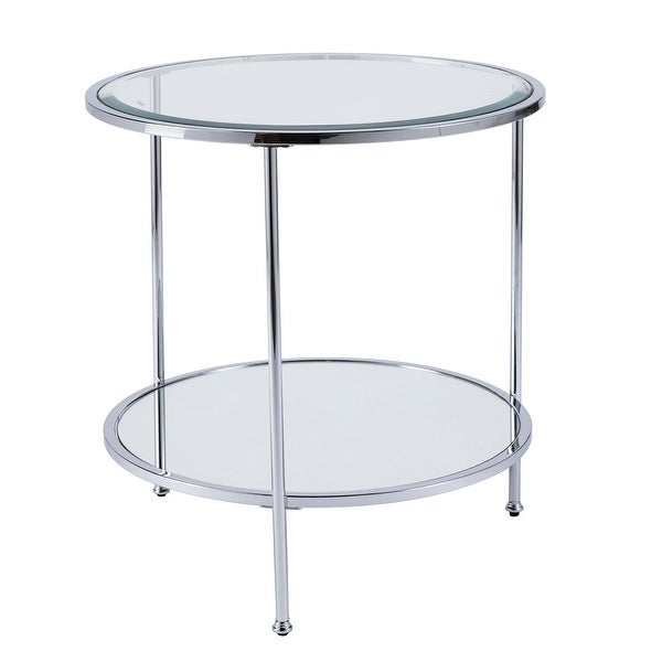 SEI Furniture Rainier Round Metal and Glass Side Table