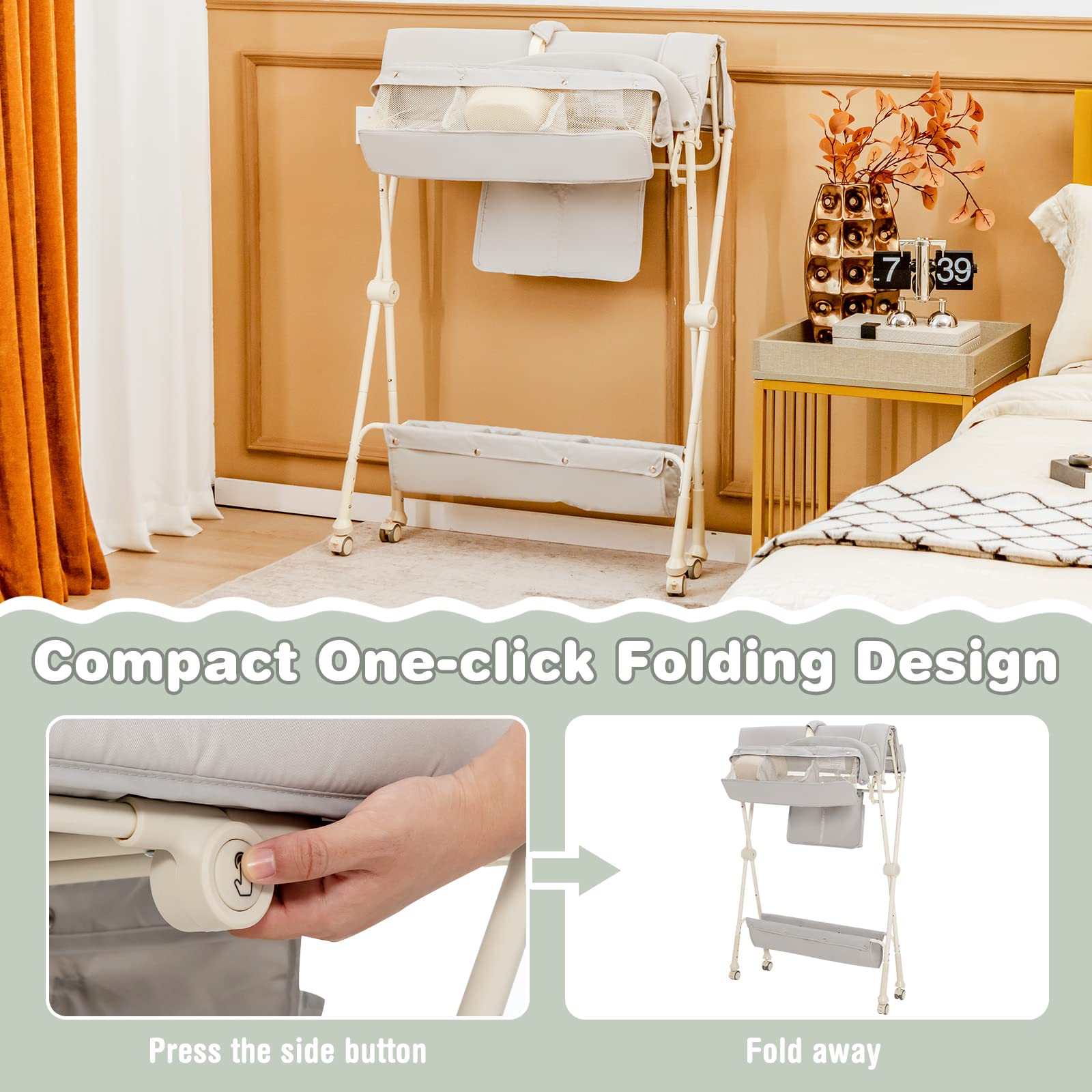 Costzon Portable Baby Changing Table, Foldable Diaper Changing Station