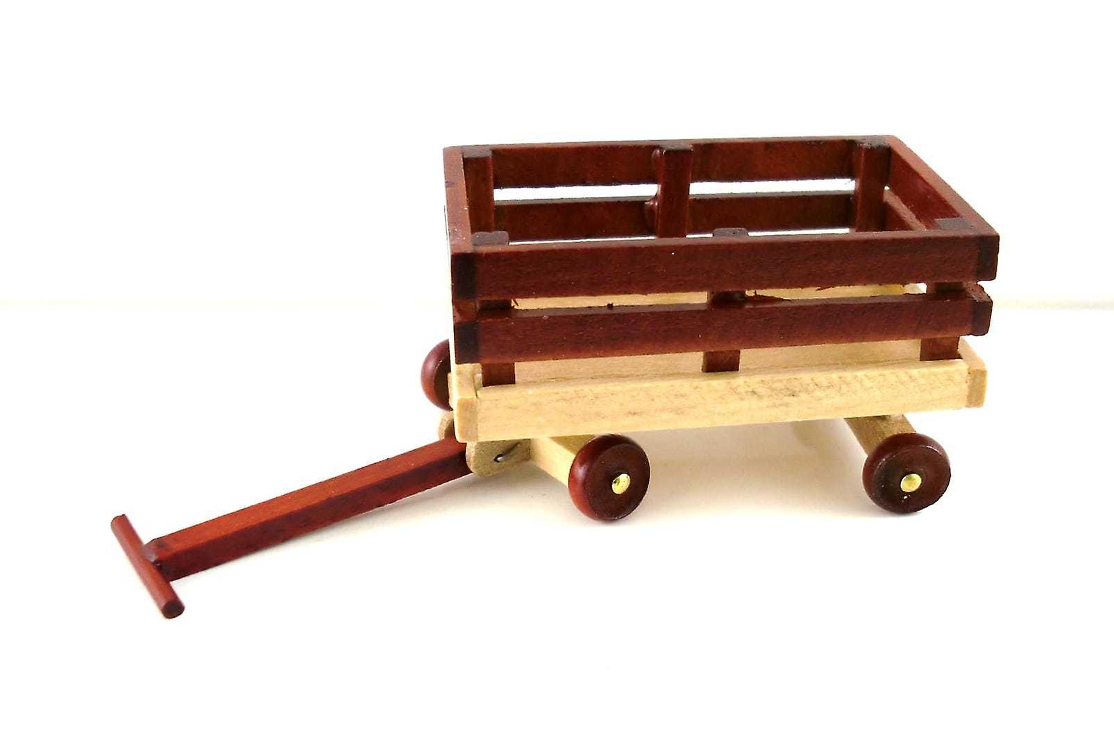 New Dolls House Toy Shop Nursery Accessory Pull Along Wooden Truck Cart Wagon