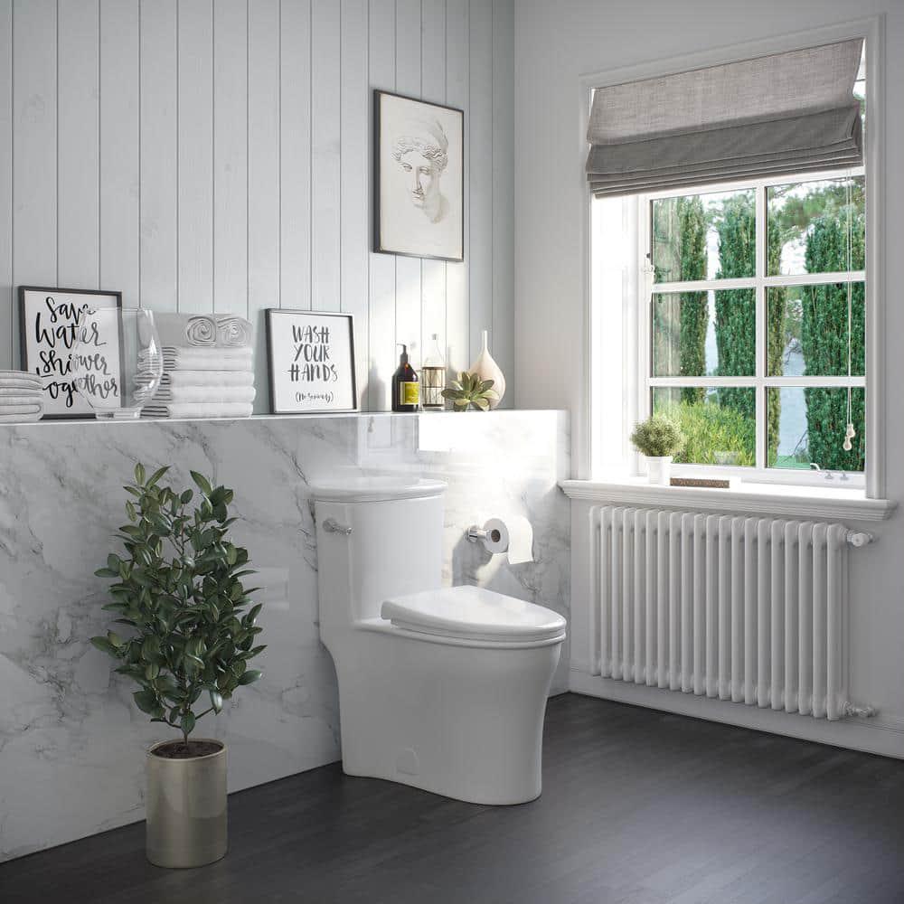 Glacier Bay Havenstone 1piece 1116 GPF Dual Flush Elongated Toilet in White Seat Included