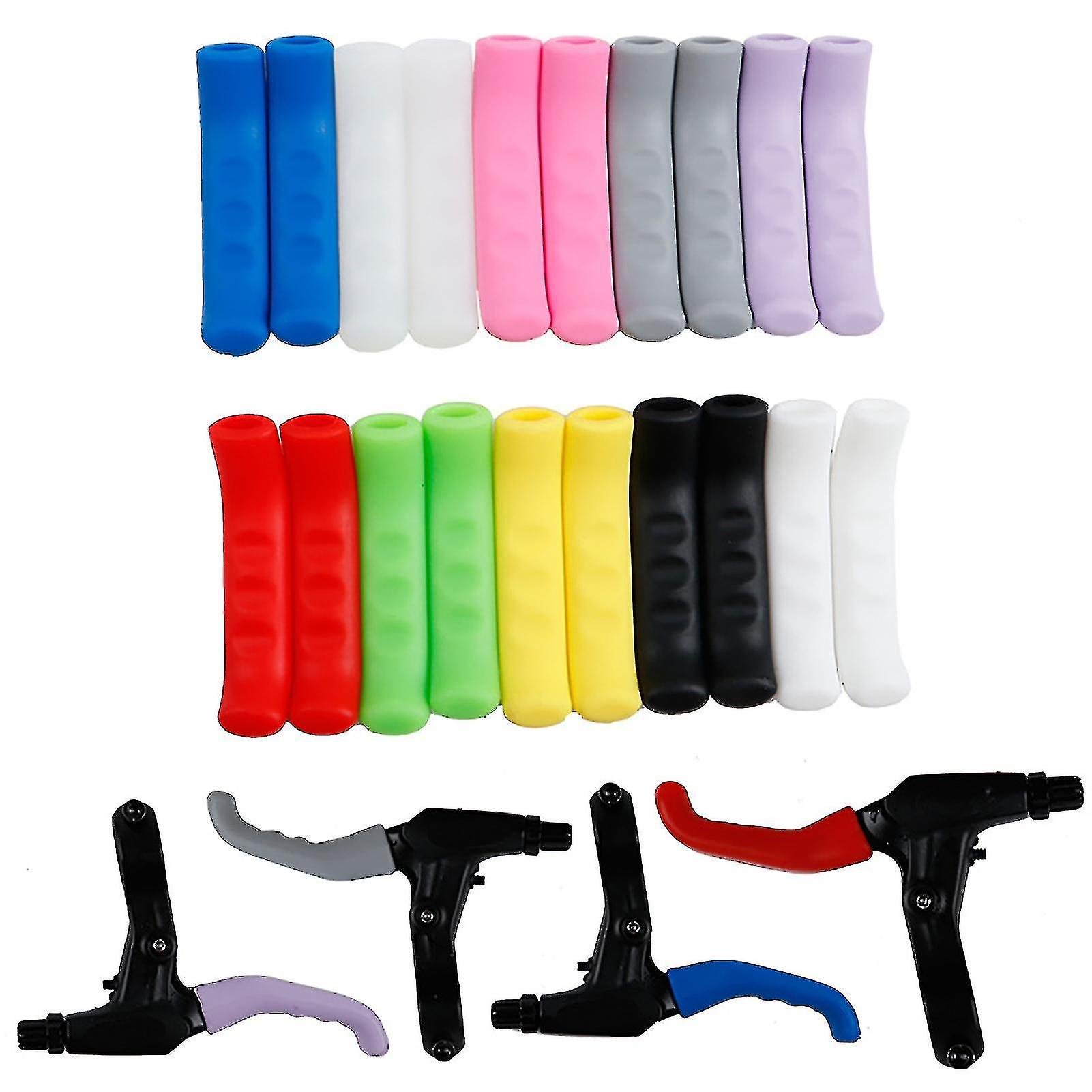 1 Pair Shock Absorption Scratch Proof Bicycle Brake Handlebar Covers Easy Installation Non-slip Silicone Bicycle Brake Handle Sleeves Bike Accessories