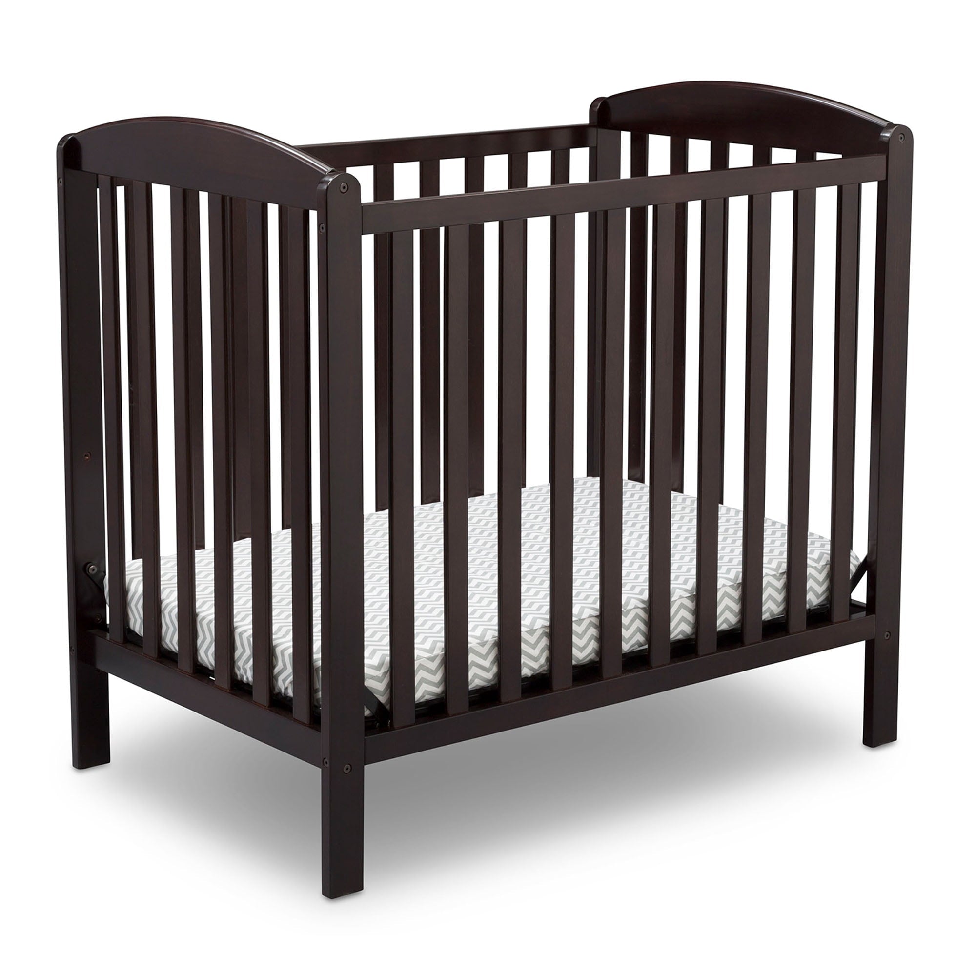 Delta Children Gateway Mini Convertible Baby Crib with 2.75-inch Mattress, Dark Chocolate