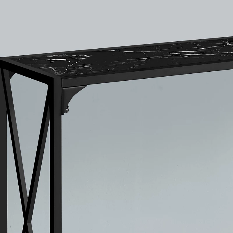 Monarch X-Shaped Faux Marble Console Table