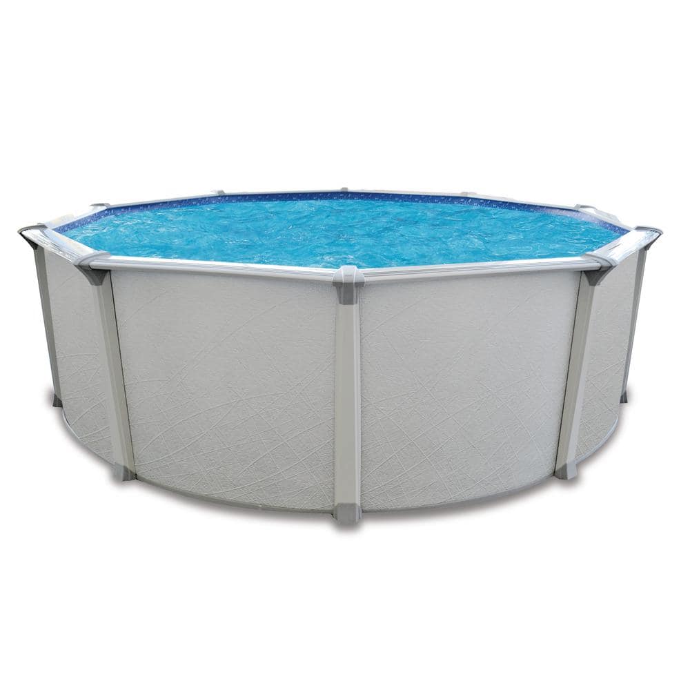 AQUARIAN Huntington 27 ft. Round 54 in. D Above Ground Hard Side Pool Package with Entry Step System PCAP2754HD6