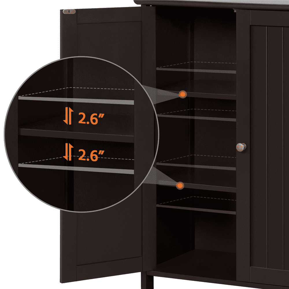 Yaheetech Free-Standing Floor Cabinet with Doors and Adjustable Shelves, Espresso