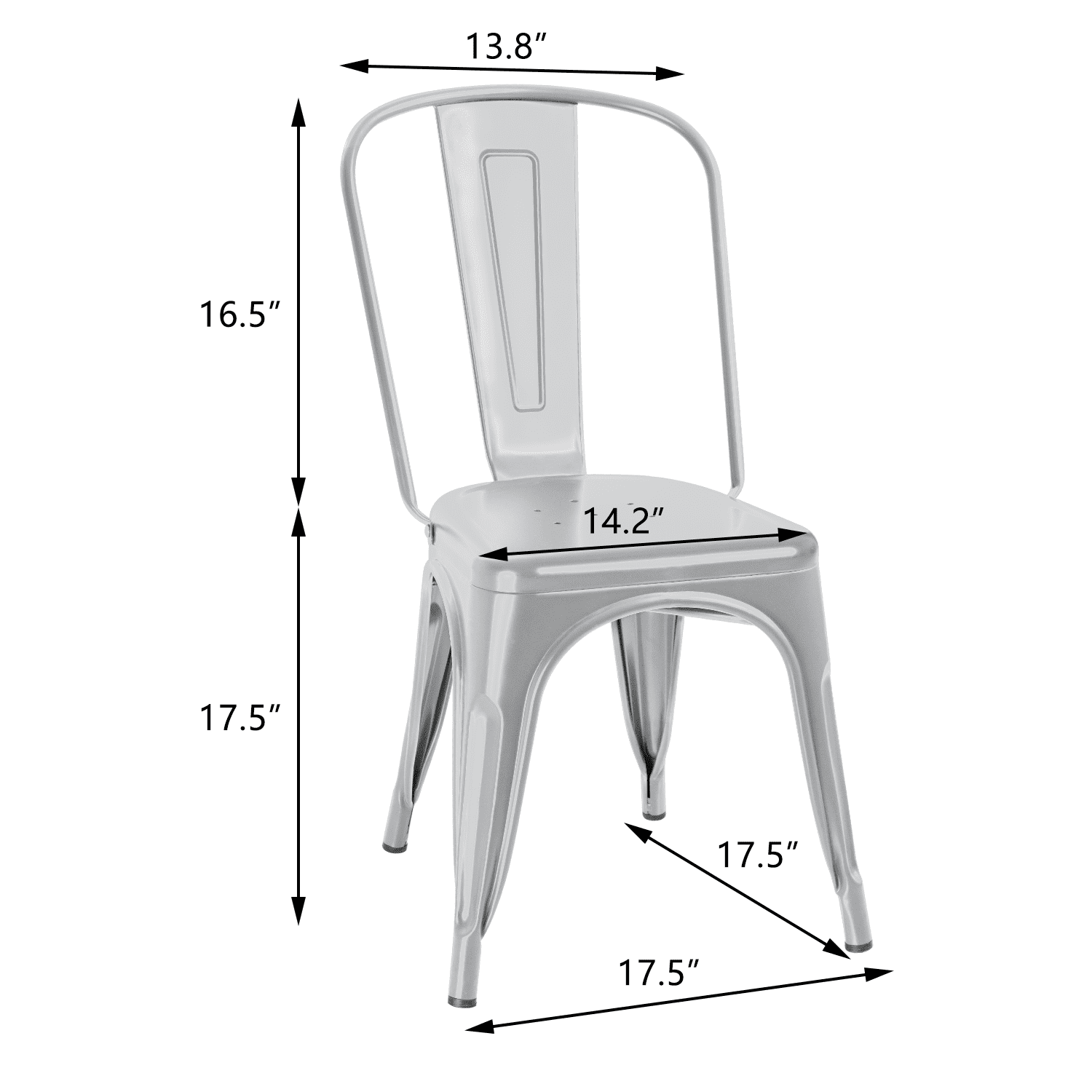 VINEEGO Metal Dining Chair Indoor-Outdoor Use Stackable Classic Trattoria Chair Fashion Dining Metal Side Chairs for Bistro Cafe Restaurant Set of 4 (Gray)