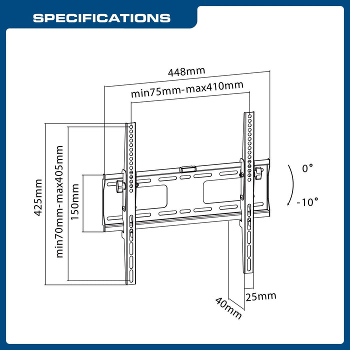 QualGear QGTMT015 Universal Low Profile Tilting TV Wall Mount for 3