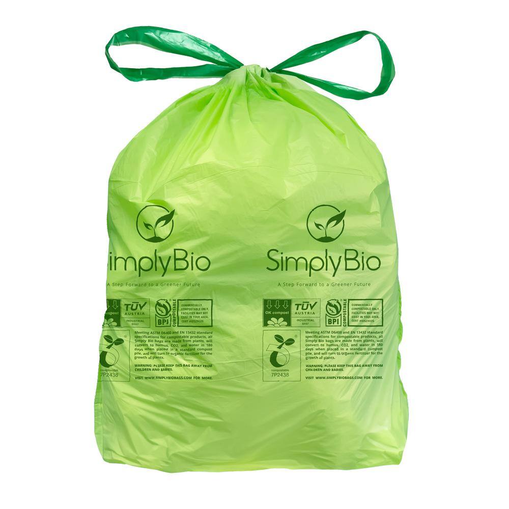 Simply Bio 13 Gal. 1  Mil Compostable Trash Bags with Drawstring Eco-Friendly Heavy-Duty (30-Count) SB-13GAL-D-30PK