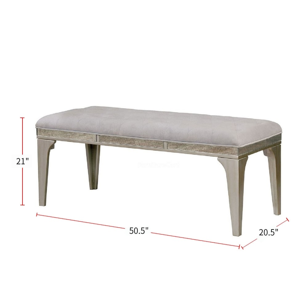 Dining Seating Bench in Silver and Light Gray