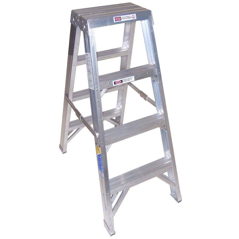 Werner 4 ft. Aluminum Twin Step Ladder with 375 lb. Load Capacity Type IAA Duty Rating T404