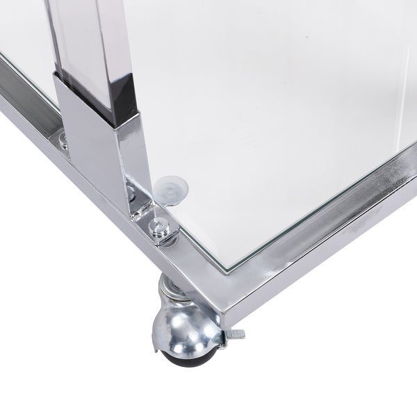 Glass Top C Shape Square Side Table