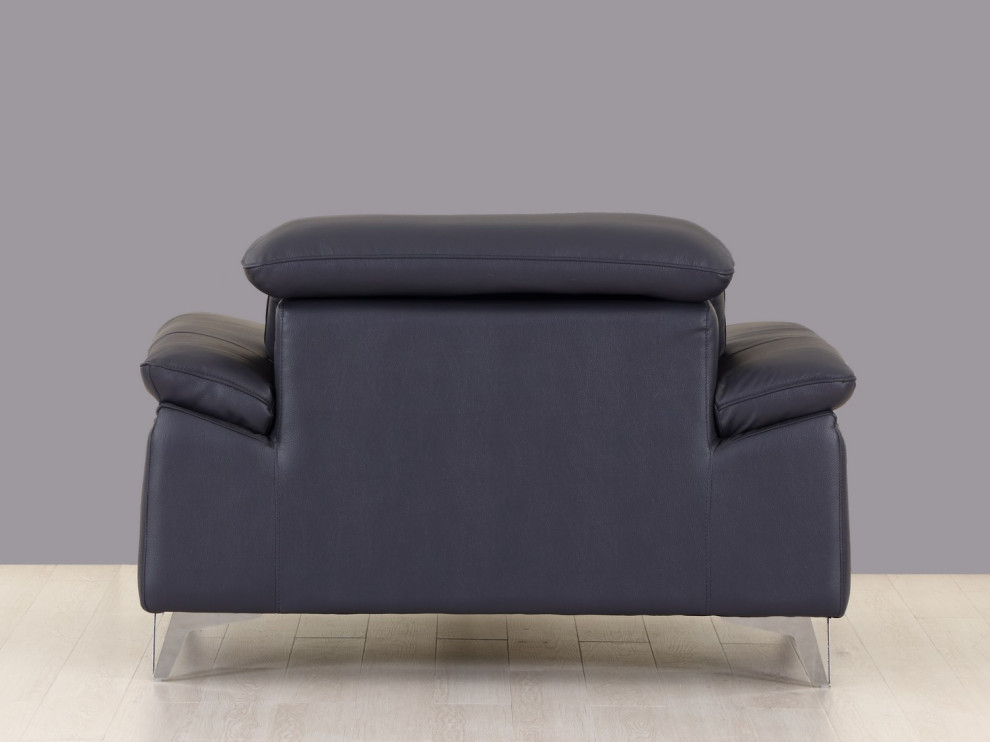 31 quotFashionable Navy Leather Chair   Midcentury   Armchairs And Accent Chairs   by HomeRoots  Houzz