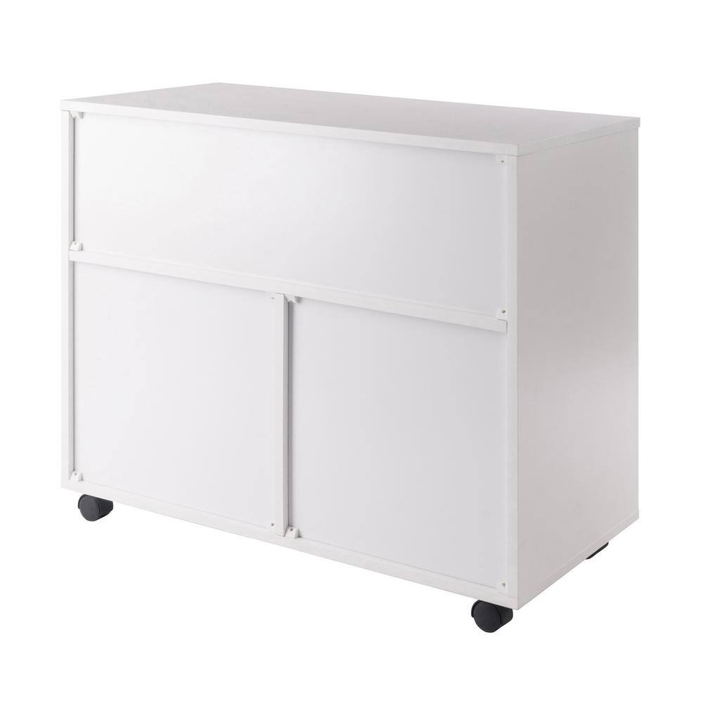 WINSOME WOOD Halifax White 3 Section Mobile Storage Cabinet 10633