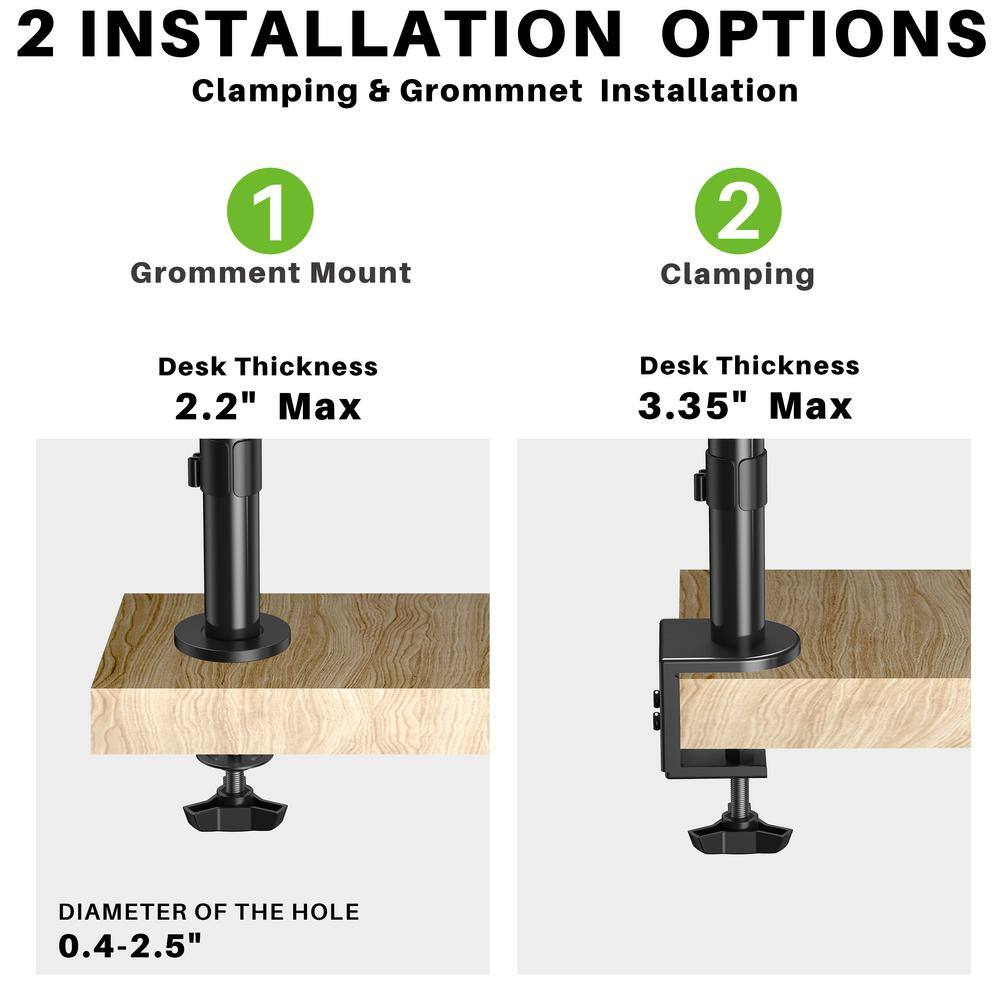 USX MOUNT Dual Monitor Arm Desk Mount Fits for Most 13 in. - 27 in. LED FlatCurved Monitors HAS402