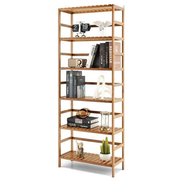 Tall Storage Organizer W Adjustable Shelves Natural