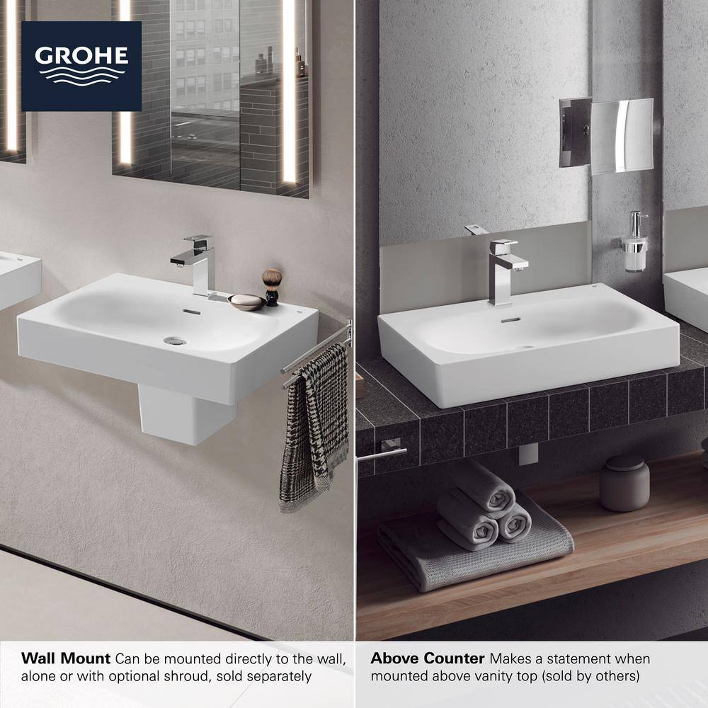 GROHE Eurocube Alpine White Wall Mounted Fireclay Single-Hole Bathroom Vessel Sink 39656000