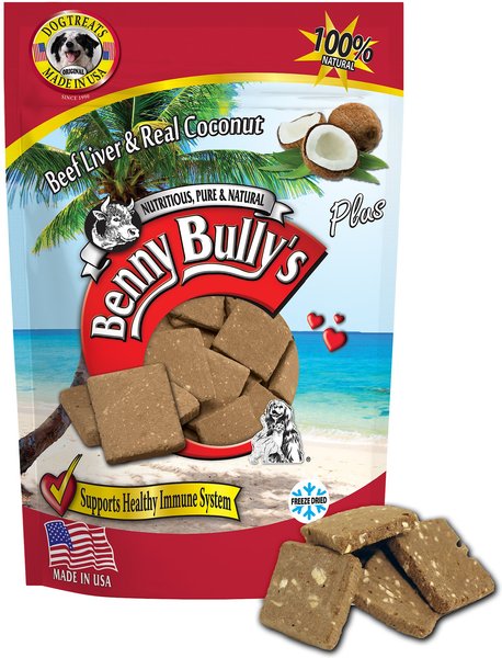 Benny Bullys Plus Beef Liver and Coconut Freeze-Dried Dog Treats， 2.1-oz bag