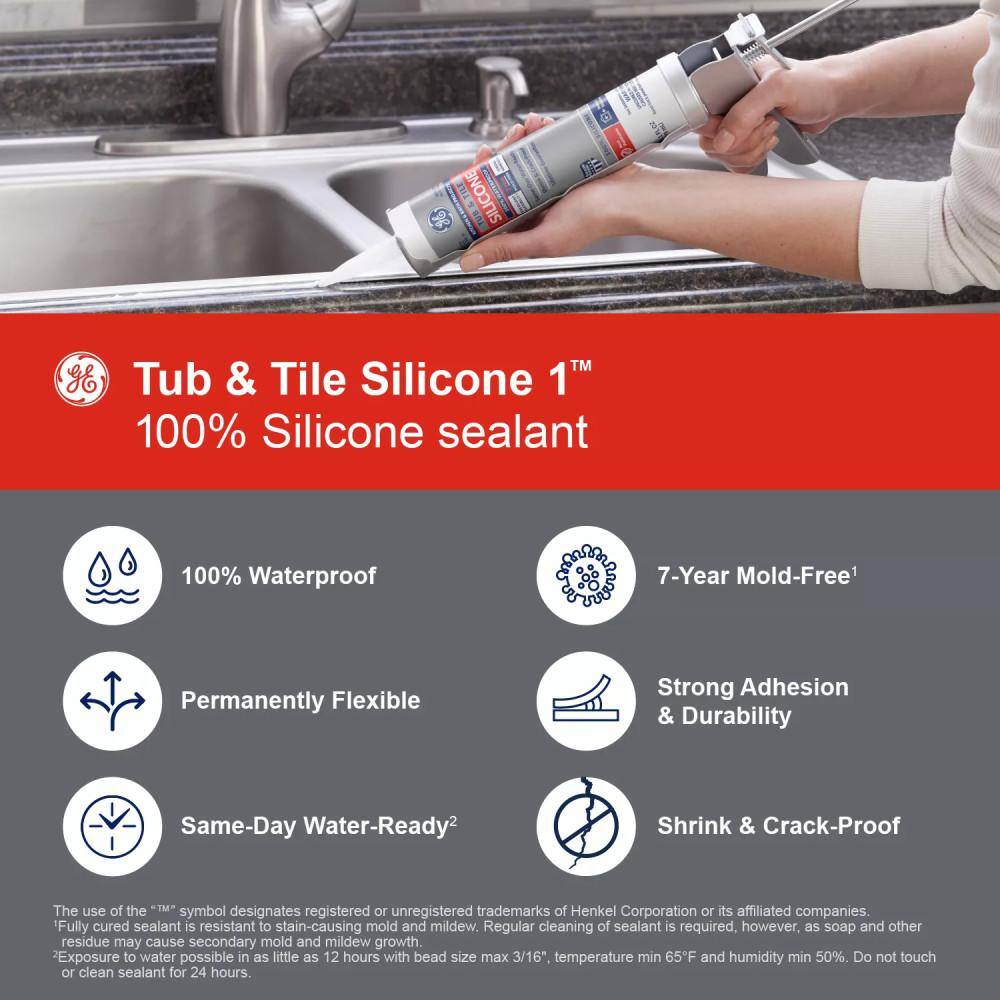 GE GE Silicone 1 10.1 oz. Clear Tub and Tile Sealant 2749485