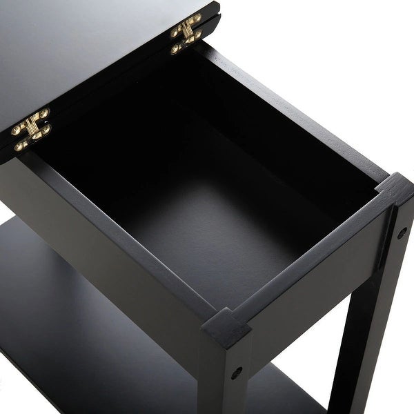 Flip Top End Table Narrow Side Table with Storage Shelf