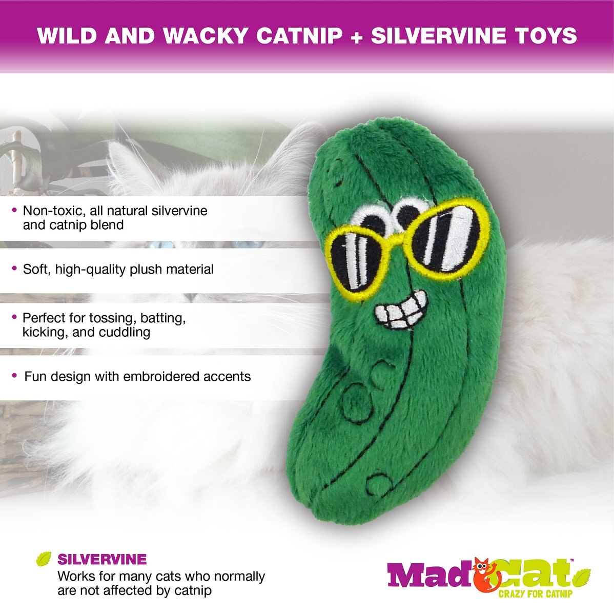 Mad Cat Cool Cucumber Catnip and Silvervine Cat Toy