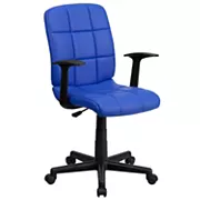 Emma and Oliver Mid-Back Black Quilted Vinyl Swivel Task Office Chair with Arms