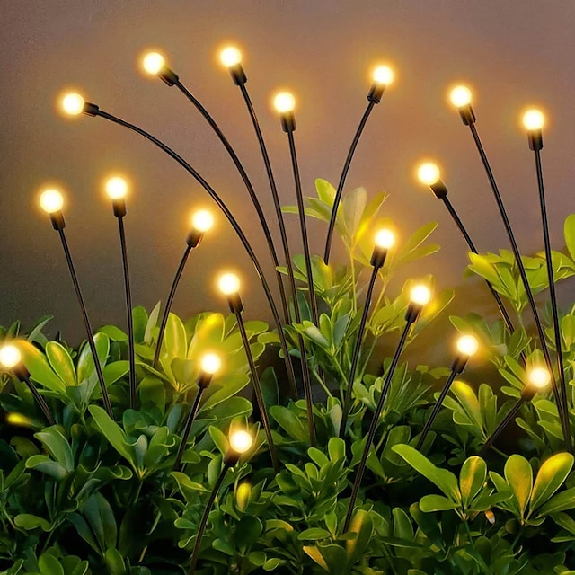 Solar Garden Light Waterproof Firefly Lights Outdoor Starburst Swaying Lights 2 Modes 6/8/10 Heads for Yard Patio Pathway Decoration