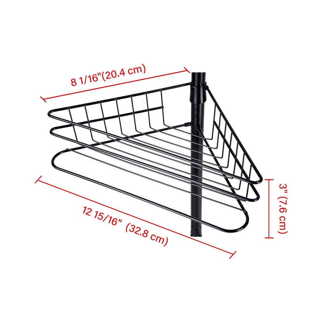 Aquaterior 4 Baskets Bathtub Corner Shower Caddy Adjustable Pole Black