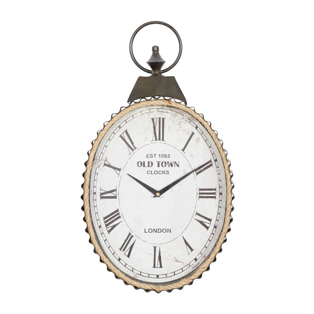 Metal Pocket Watch Style Wall Clock With Rope Accent Black Olivia amp May