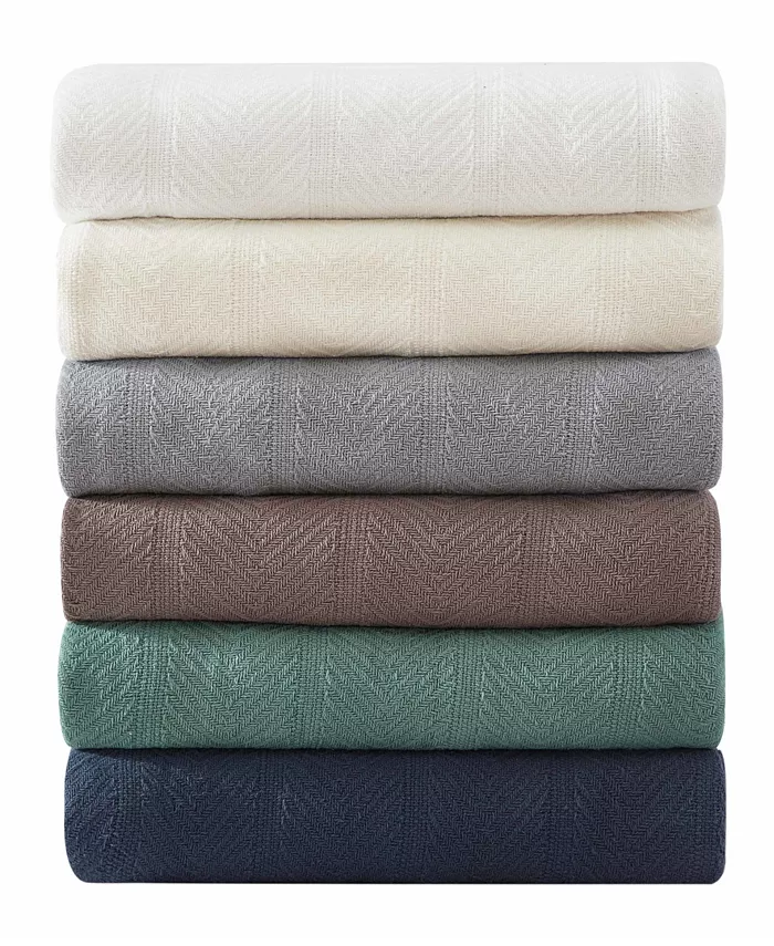 Eddie Bauer Herringbone Cotton Reversible Blanket， Twin