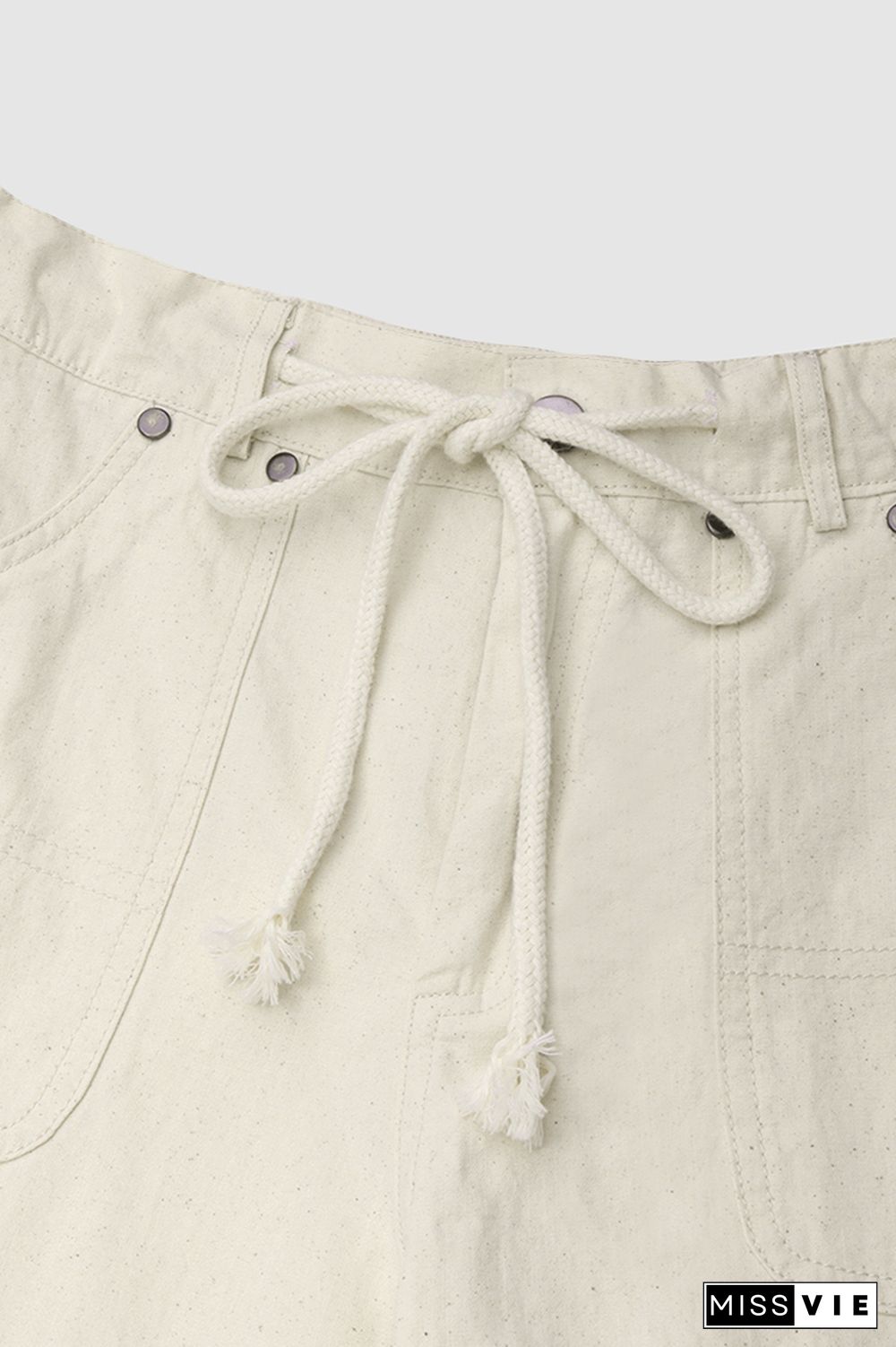 Drawstring Waist Slant Pocket Shorts