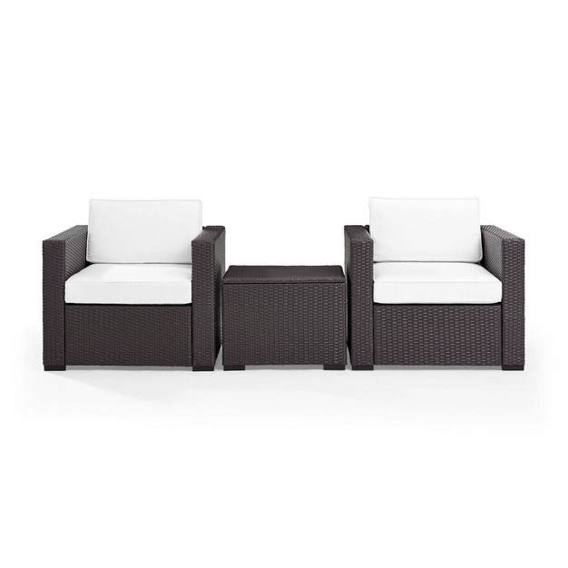 Biscayne 3pc Outdoor Wicker Seating Set White Crosley