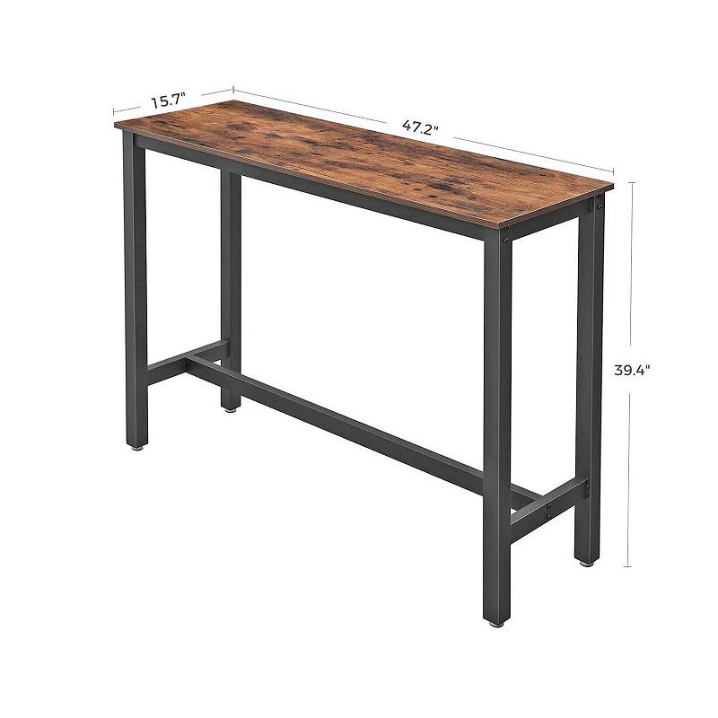 BreeBe Industrial Rustic Brown Narrow Bar Table