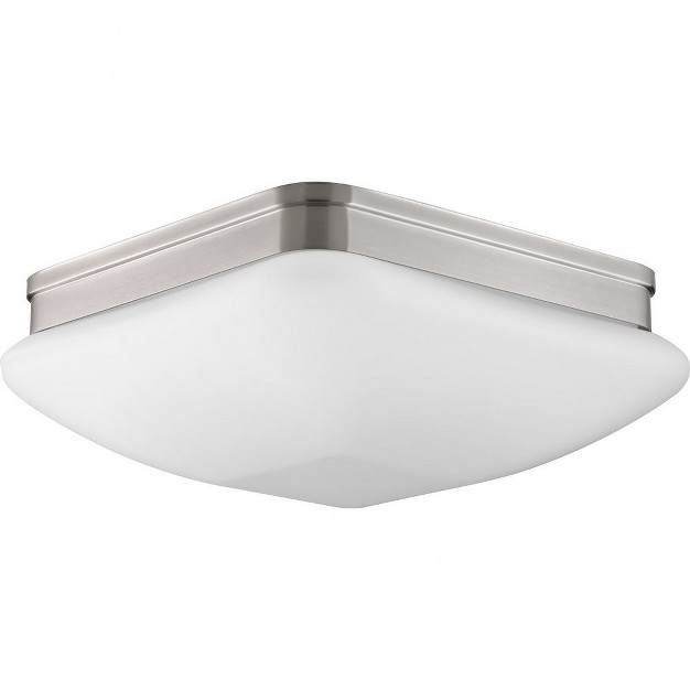 Progress Lighting Appeal Collection 3 light Flush Mount Brushed Nickel Square Etched Opal Glass