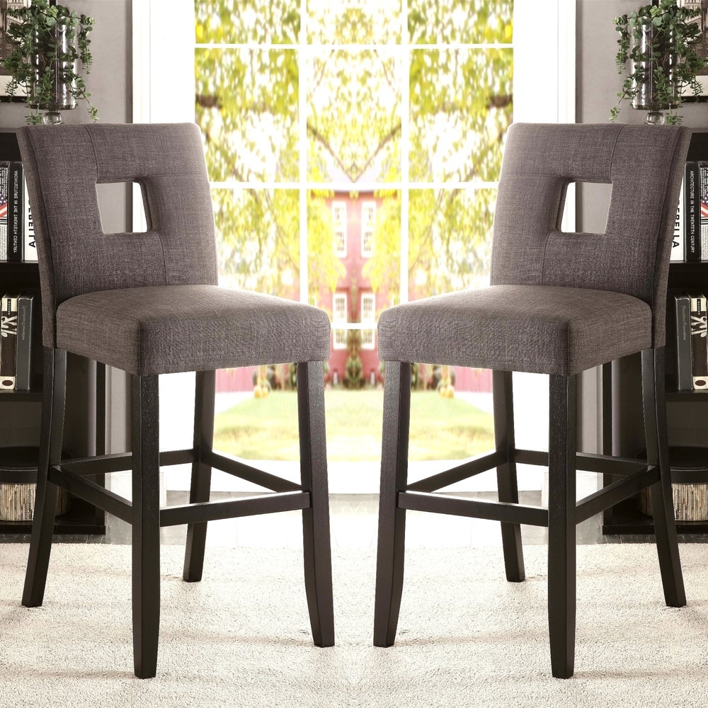 Maldives Open Back Grey Upholstered Counter Height Parsons Dining Stools (Set of 2)