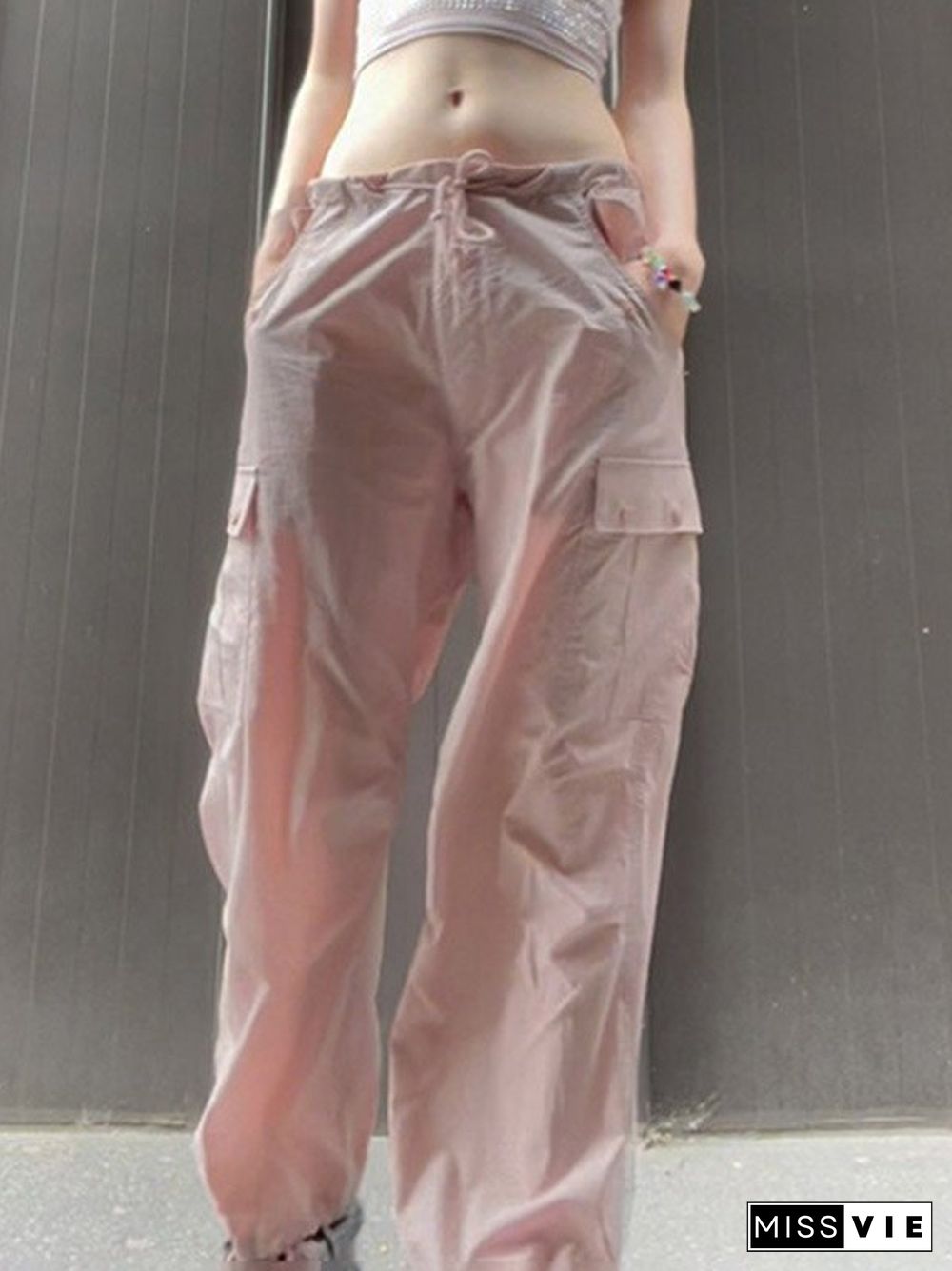 Size Friendly Pink Parachute Cargo Pants