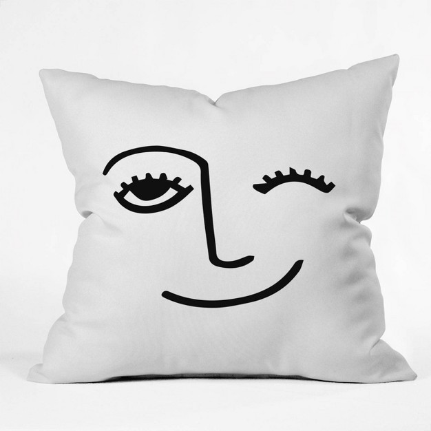 Mambo Art Studio Wink Face Square Throw Pillow Black Deny Designs