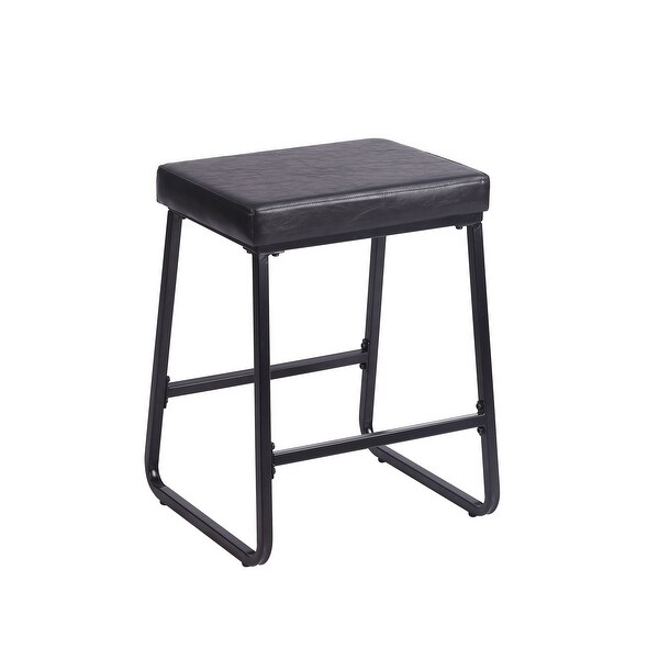 Porthos Home Setia Counter Stools Set of 2， PU Leather， Iron Legs