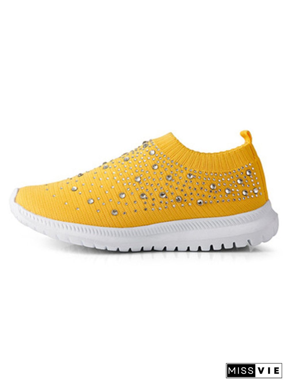 Rhinestone Design Portable Overfoot Lightweight Flyknit Sneakers