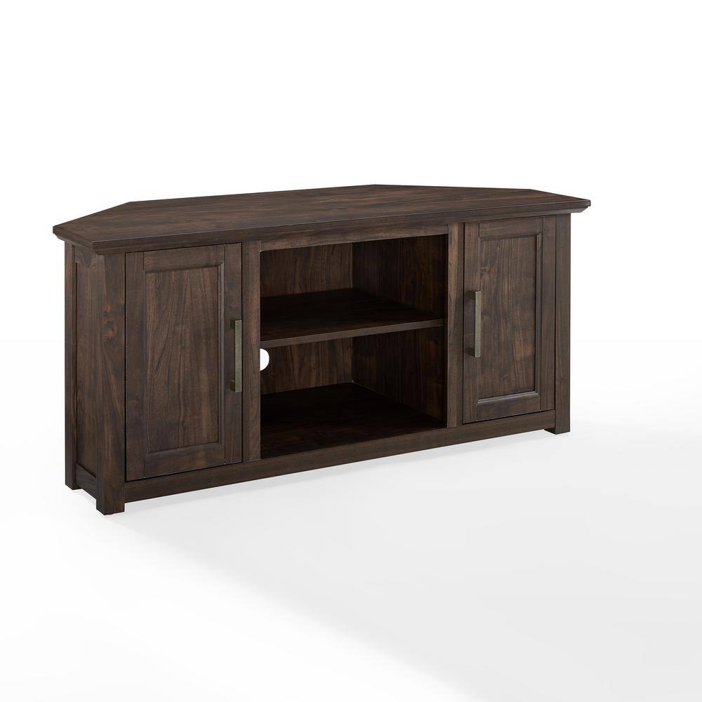 CROSLEY FURNITURE Camden 48 in. Dark Walnut Wood Corner TV Stand Fits 50 in. TV with Cable Management CF101248-DW