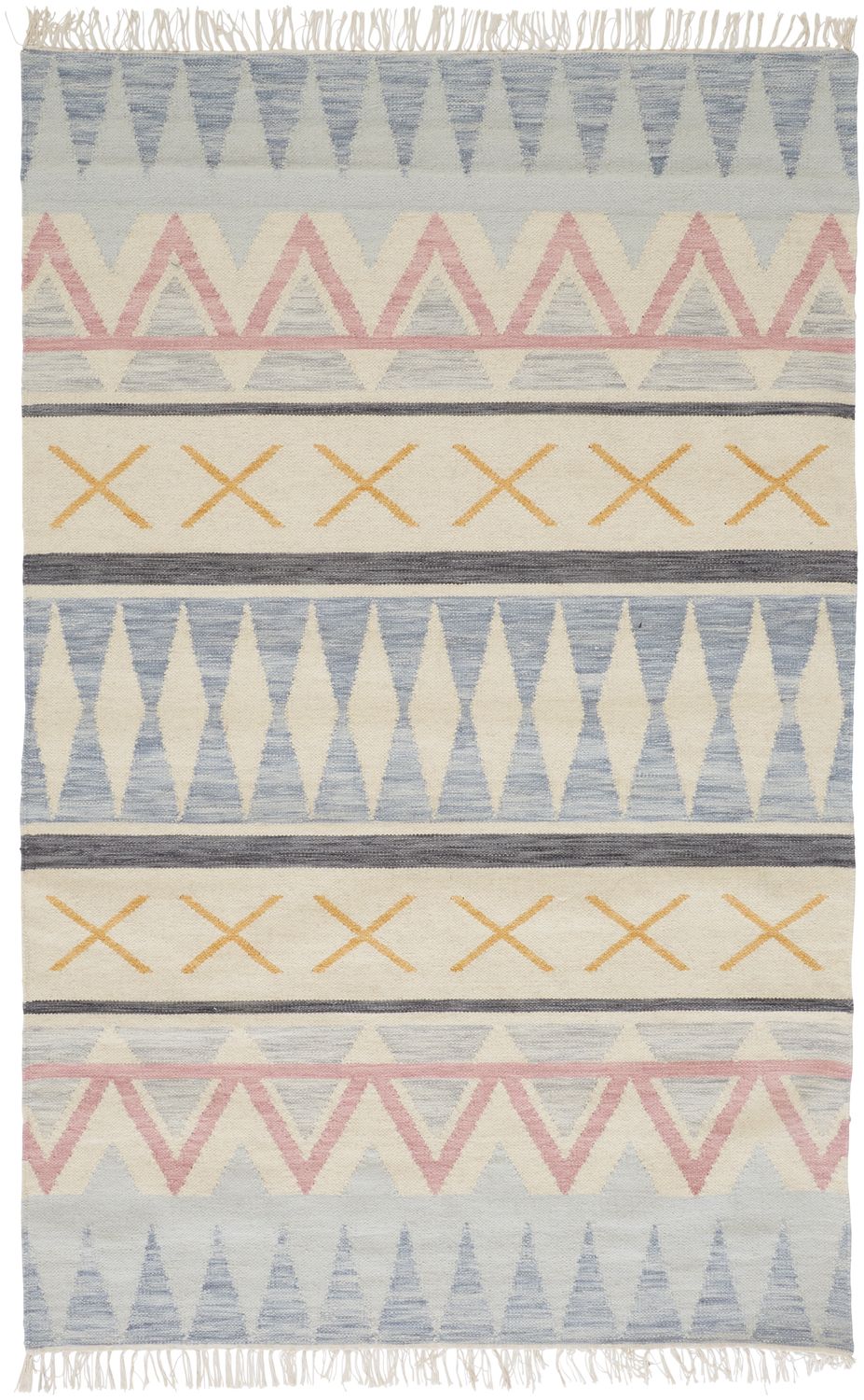 Ilana Flatweave Ivory and Gray Rug by BD Fine