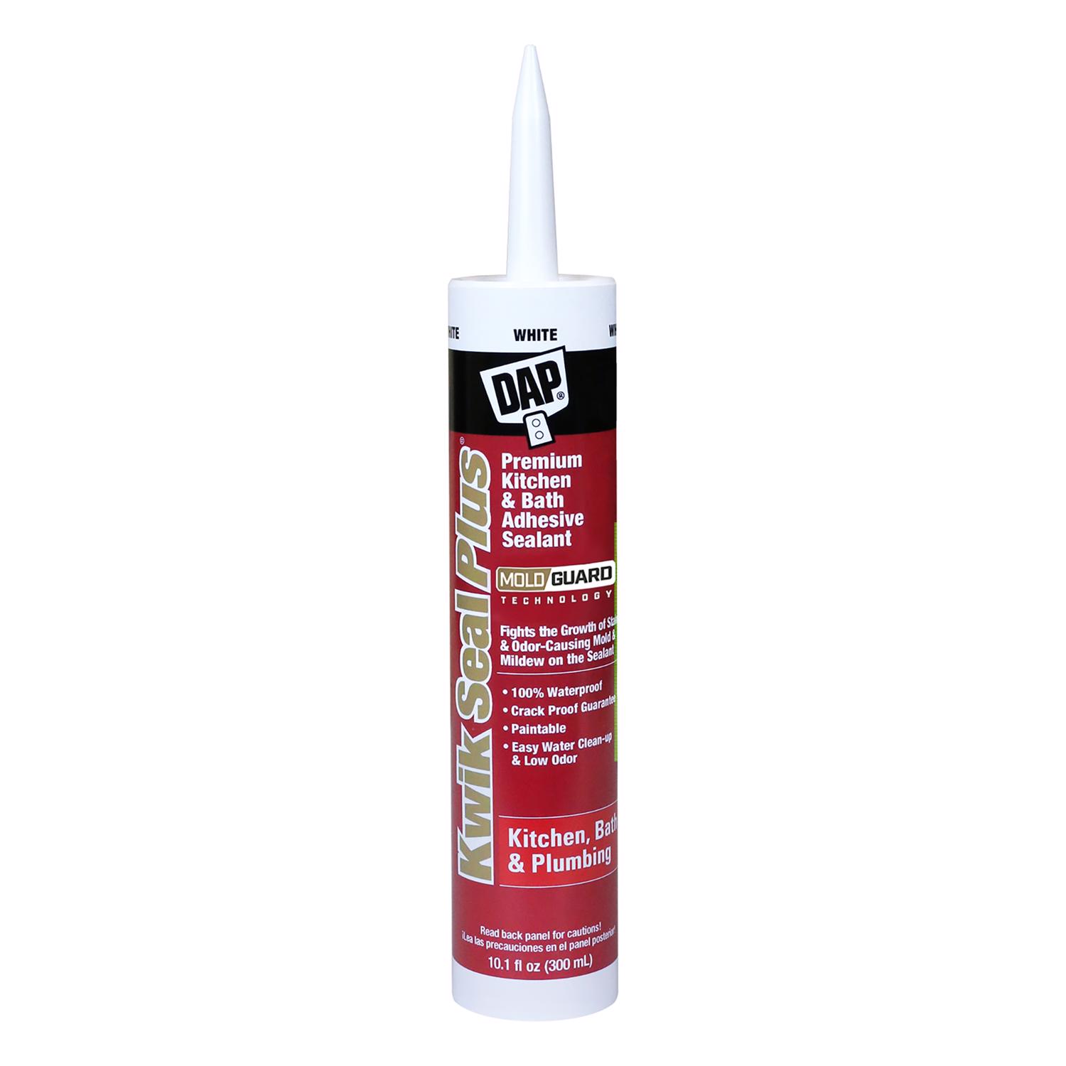 DAP Kwik Seal Plus White Siliconized Latex Kitchen and Bath Sealant and Adhesive 10.1 oz