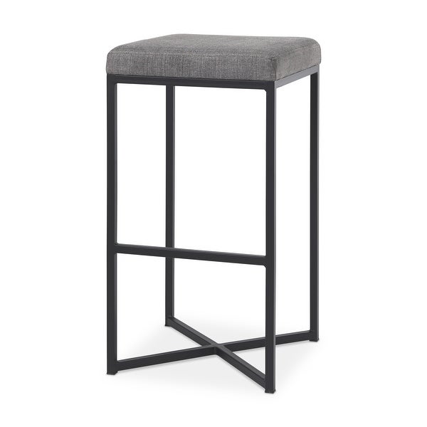 Frodo Grey Fabric w/ Black Iron Frame Bar Stool - 16.5