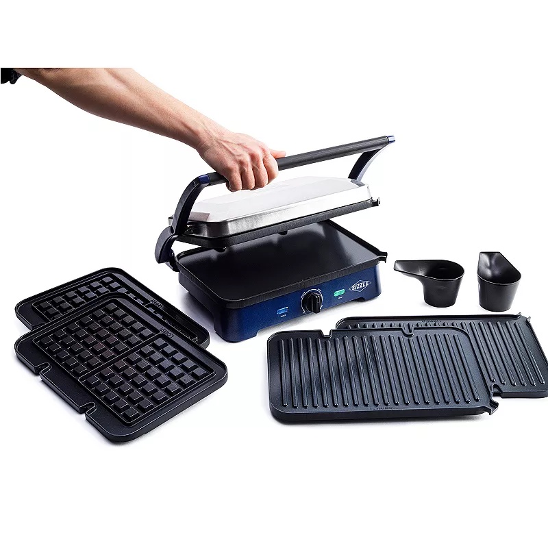 Blue Diamond Ceramic Nonstick Electric Sizzle Griddle with Grill and Waffle Plates