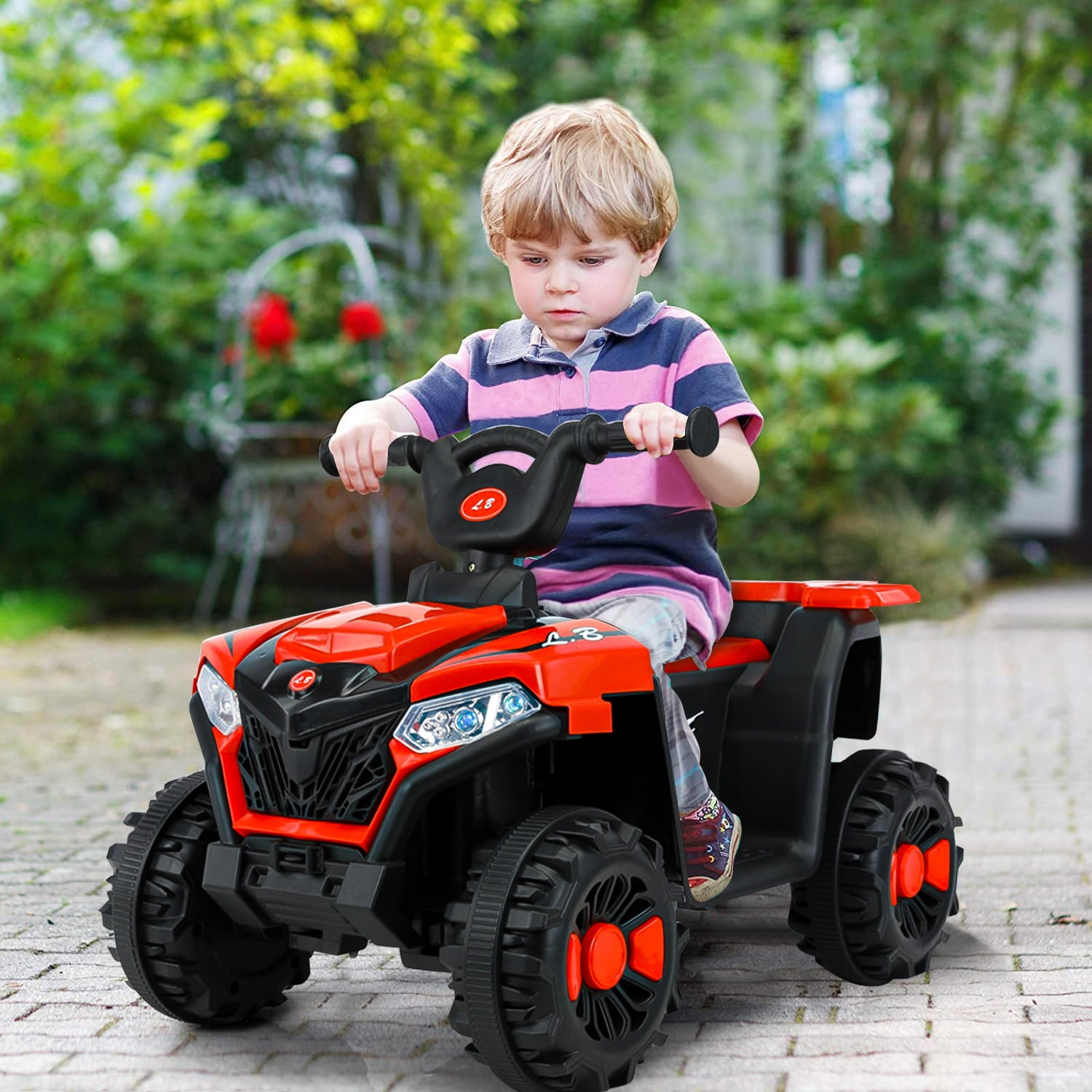 6V Kids Ride On ATV, Electric Beach Car, 4-Wheeler Quad Car,Red