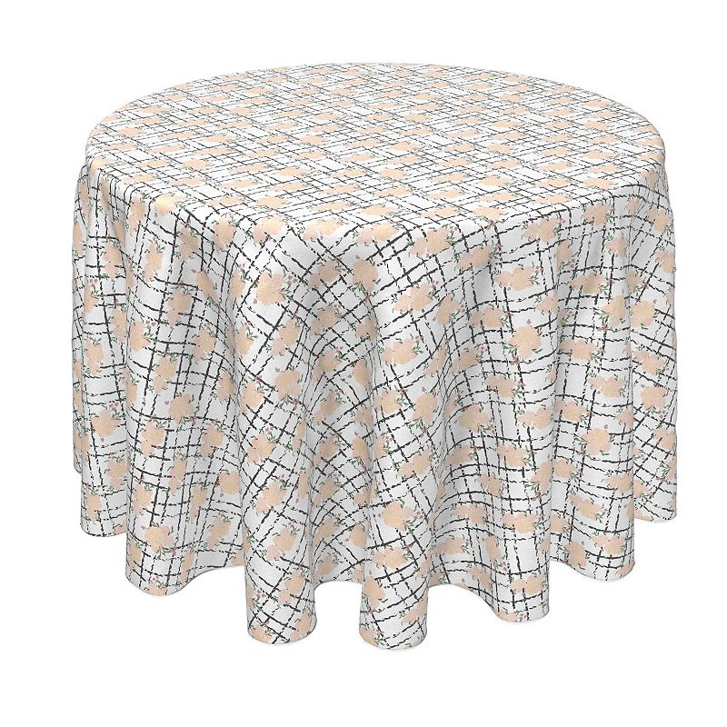 Round Tablecloth， 100% Polyester， 60 Round， Simple Floral Check