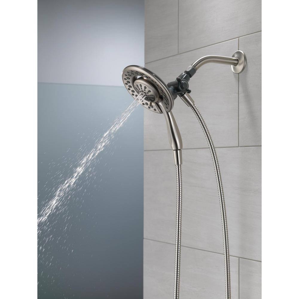 Delta In2ition 4-Spray Patterns 1.75 GPM 6.13 in. Wall Mount Dual Shower Heads in Spotshield Brushed Nickel 75486CSN