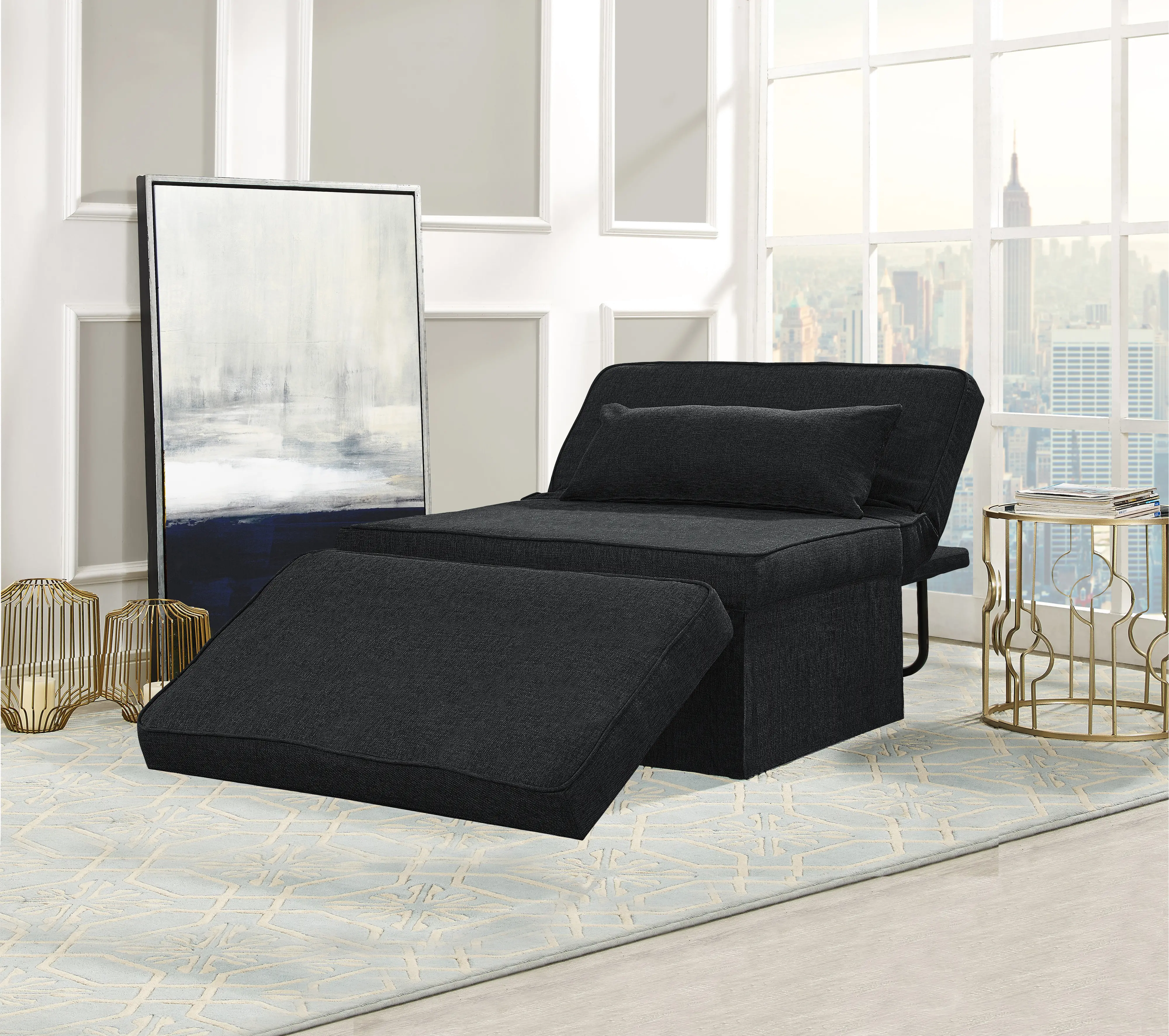 Rori Black Otto-Kube Multi-Positional Ottoman