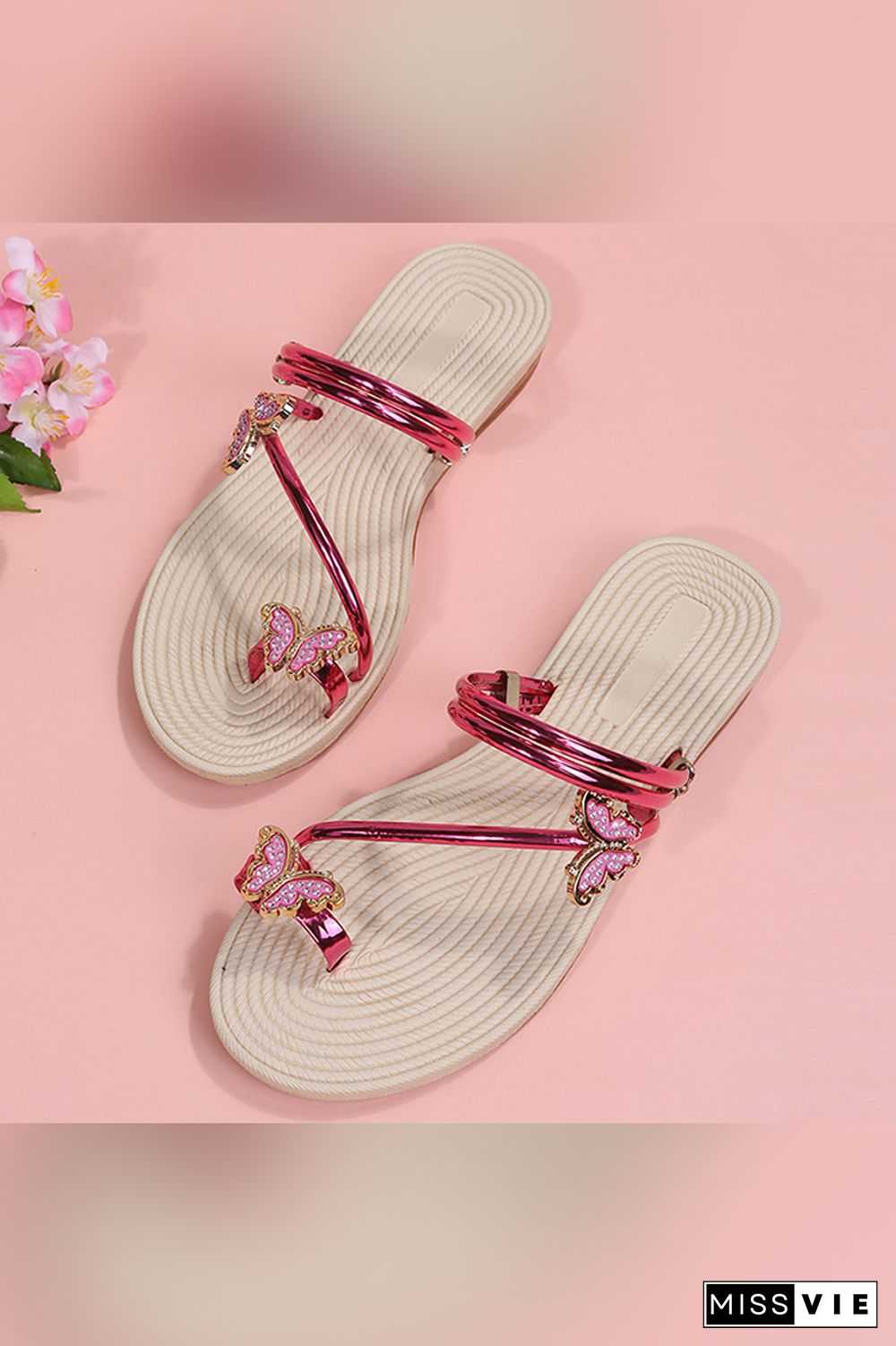 Butterfly Toe Ring Straps Flat Sandals