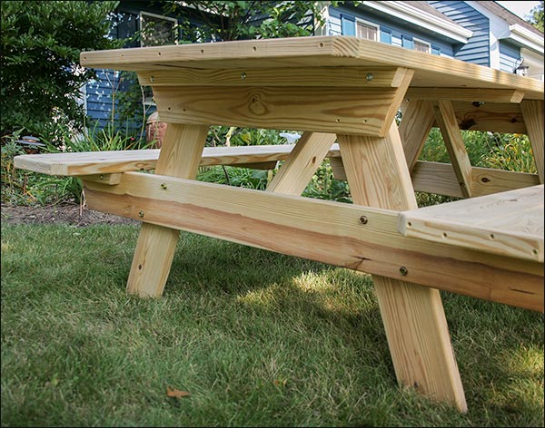 4' Treated Pine Picnic Table with Attached Benches